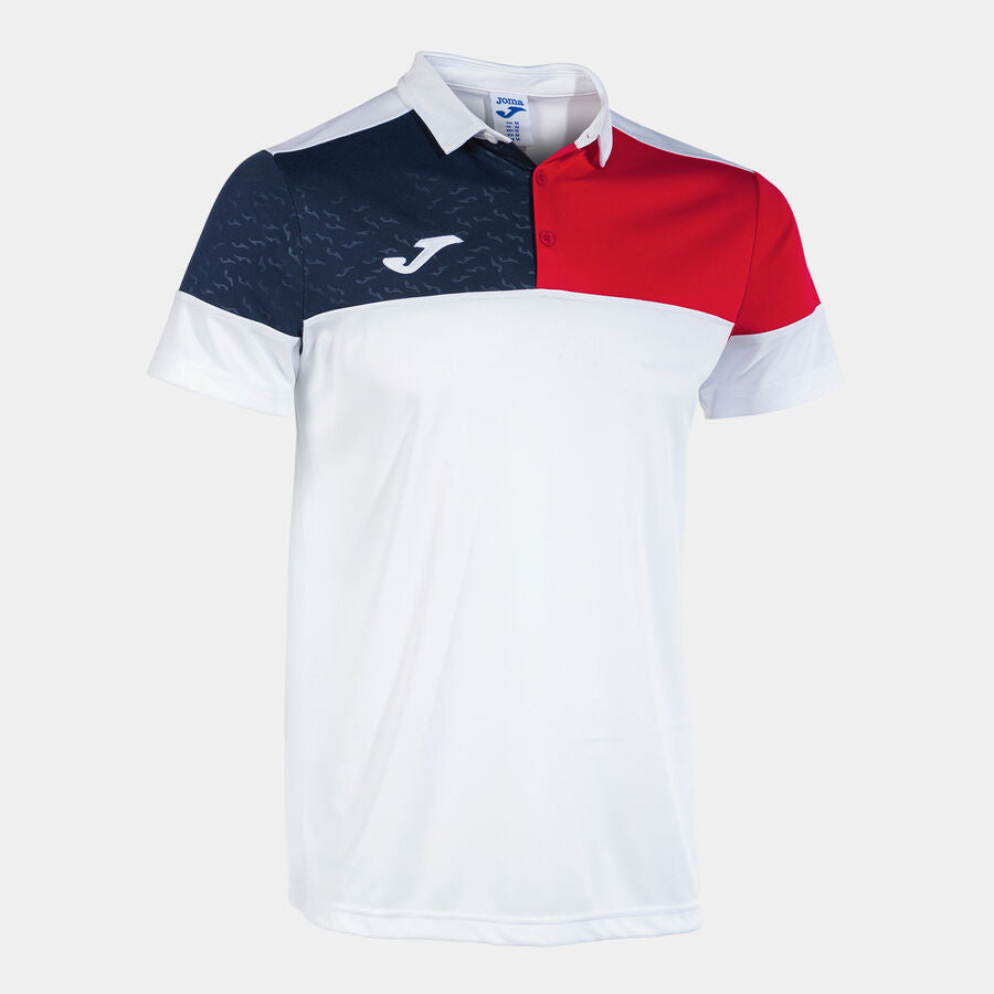 Polo Manches Courtes Crew V - Blanc Rouge
