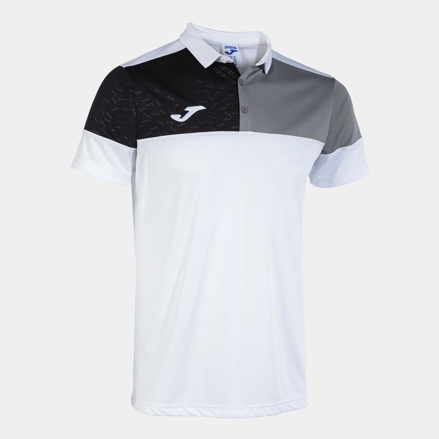 Polo Manches Courtes Crew V – Blanc  Gris