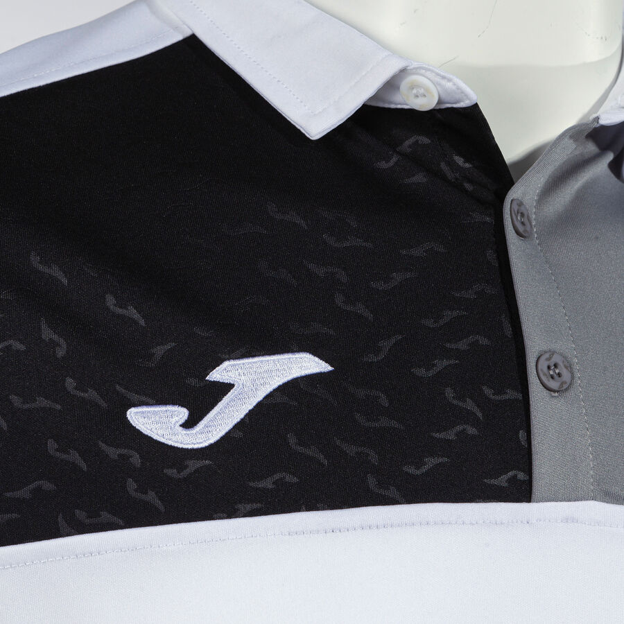 Polo Manches Courtes Crew V – Blanc  Gris