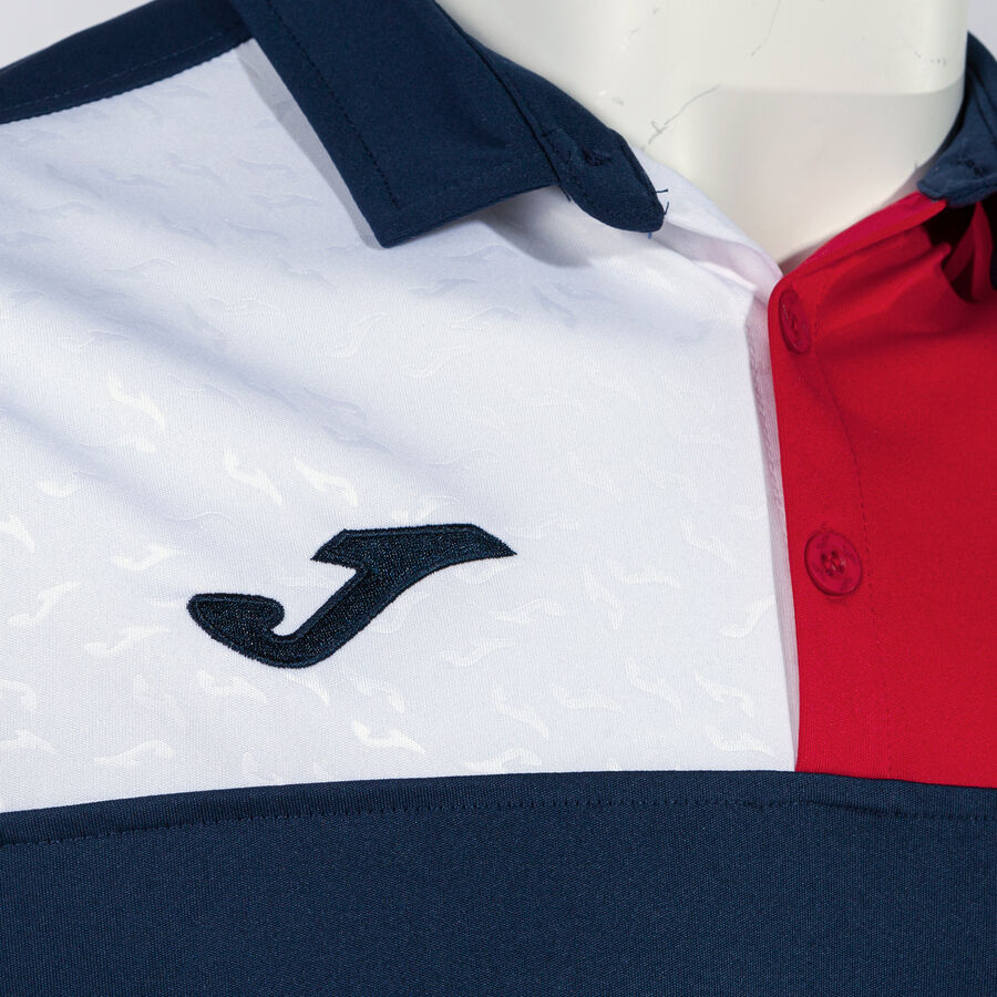 Polo Manches Courtes Crew V – Bleu Marine  Rouge